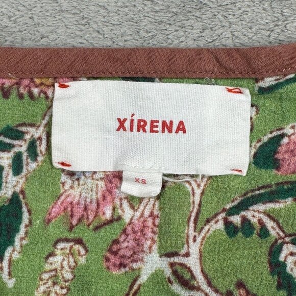 Xirena Emryn Jade Green Floral Blouse Boho Peasant Top Cottagecore Feminine XS - Picture 3 of 8